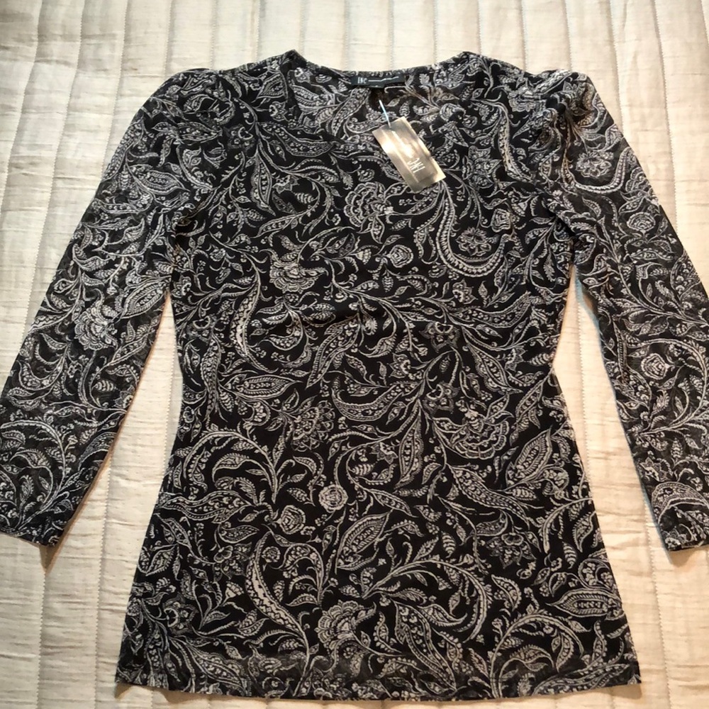 INC NEW w/ tags mesh knit top, black and white, lined